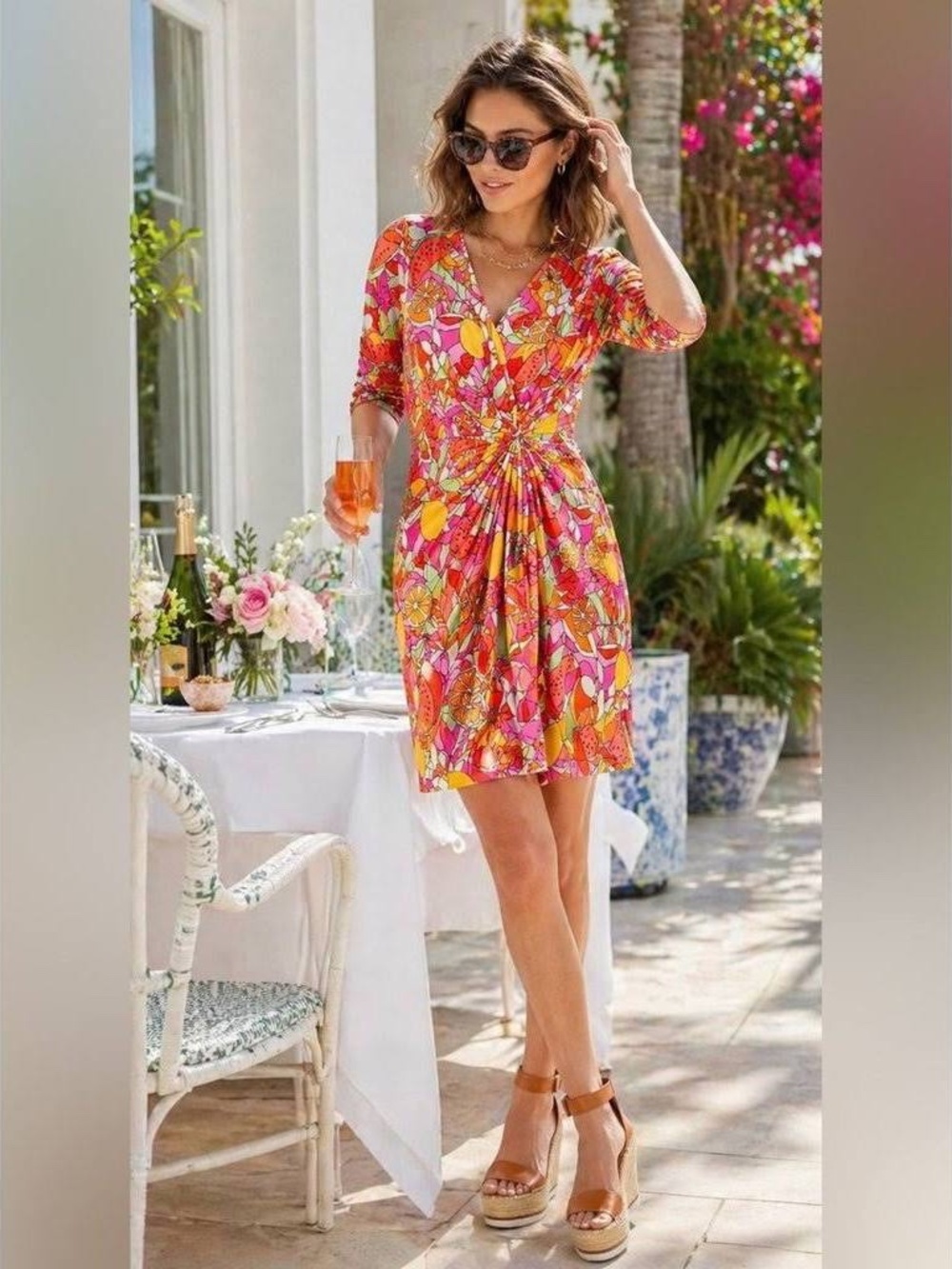 NWT HALE BOB CITRUS PRINTED JERSEY DRESS SIZE XL!